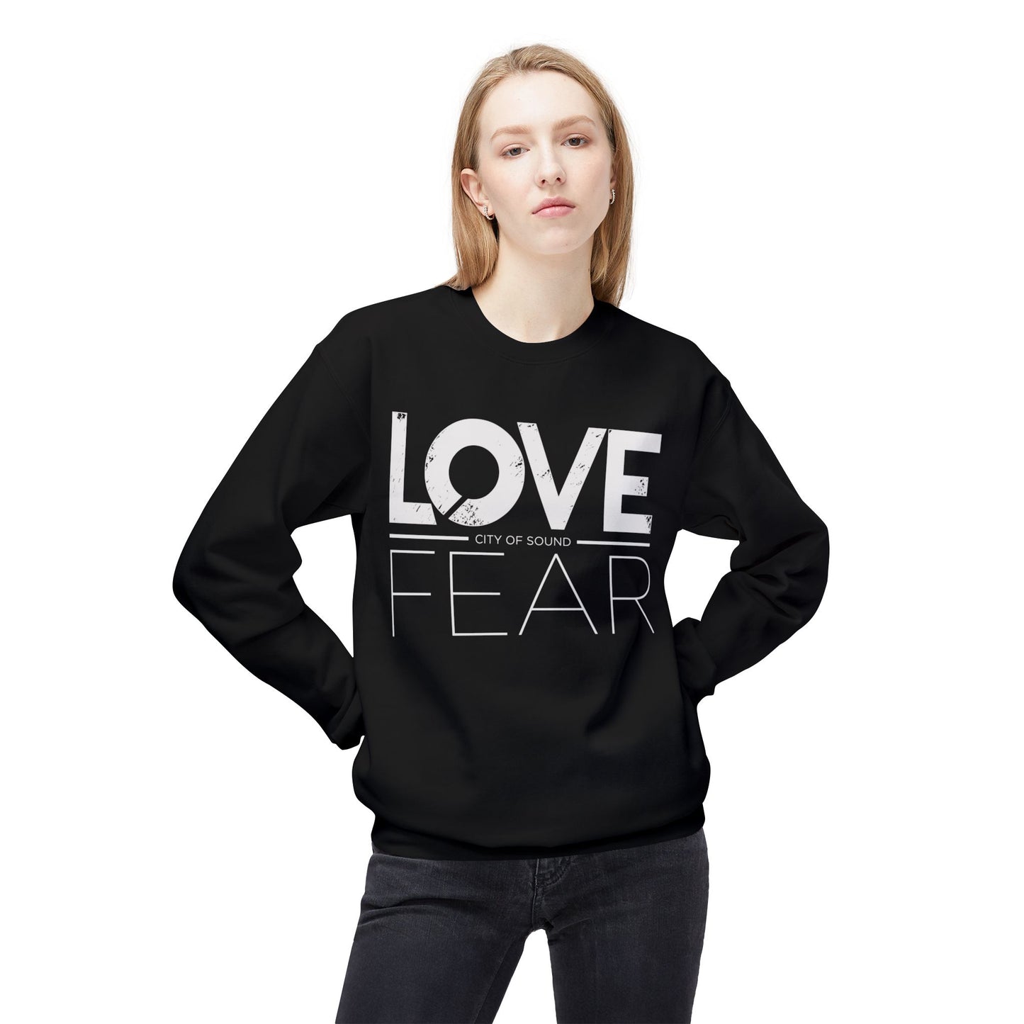 Love Over Fear Sweater (White Txt)