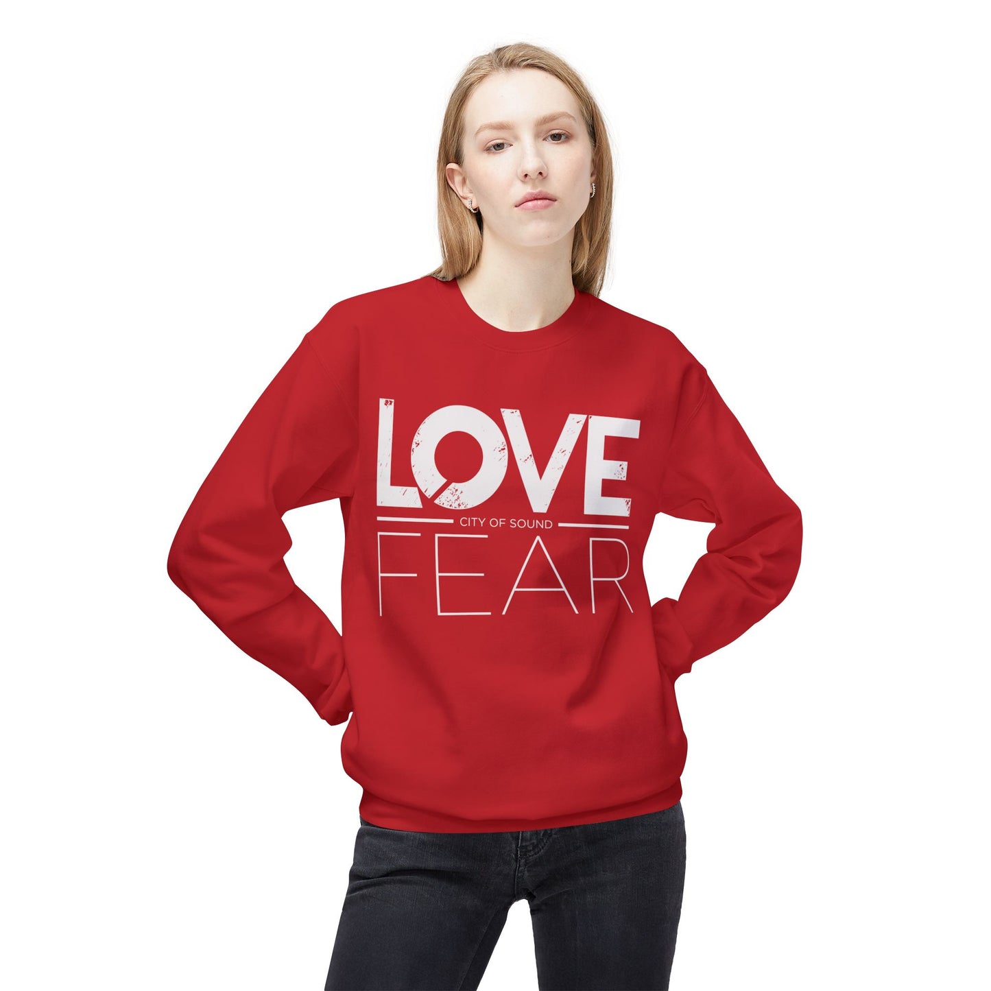 Love Over Fear Sweater (White Txt)