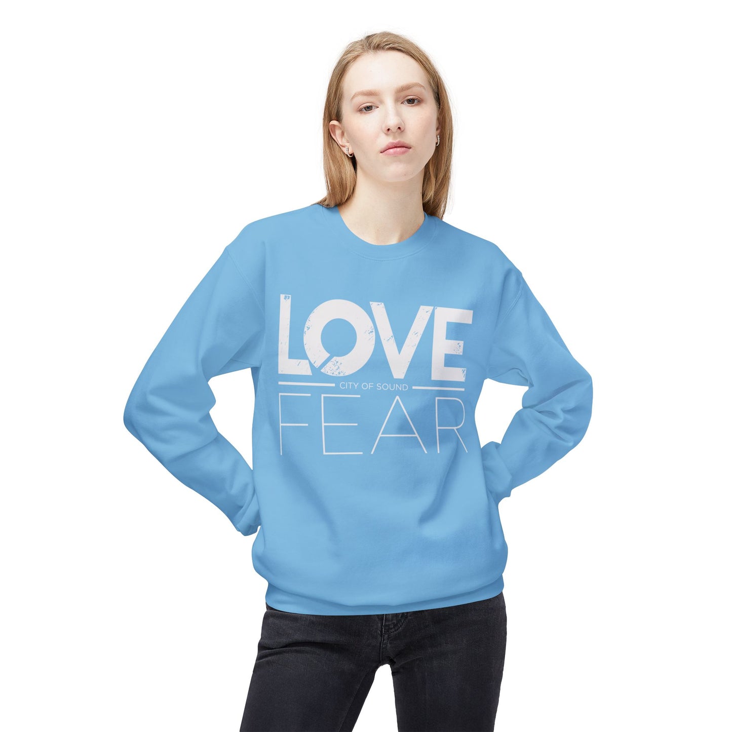 Love Over Fear Sweater (White Txt)