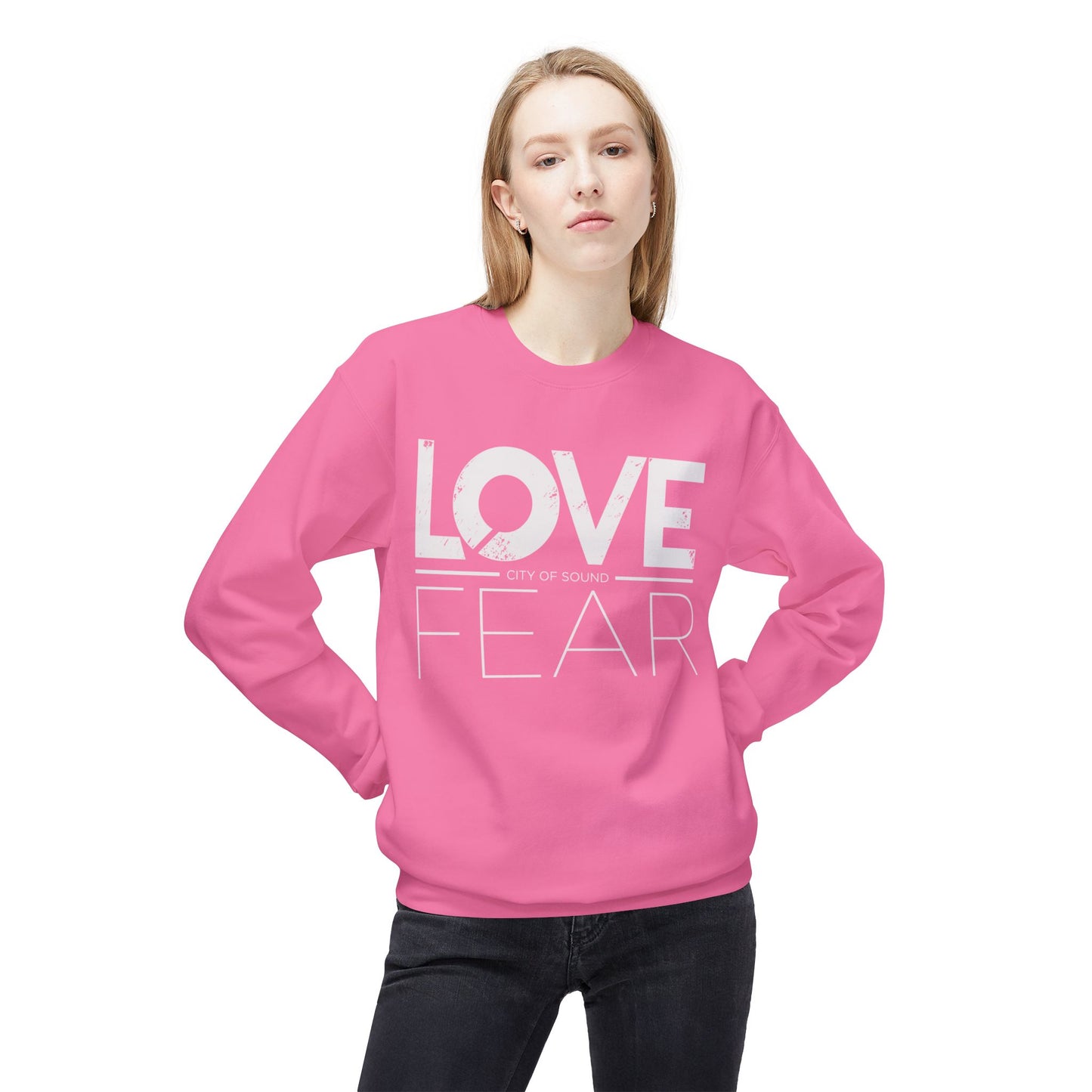 Love Over Fear Sweater (White Txt)