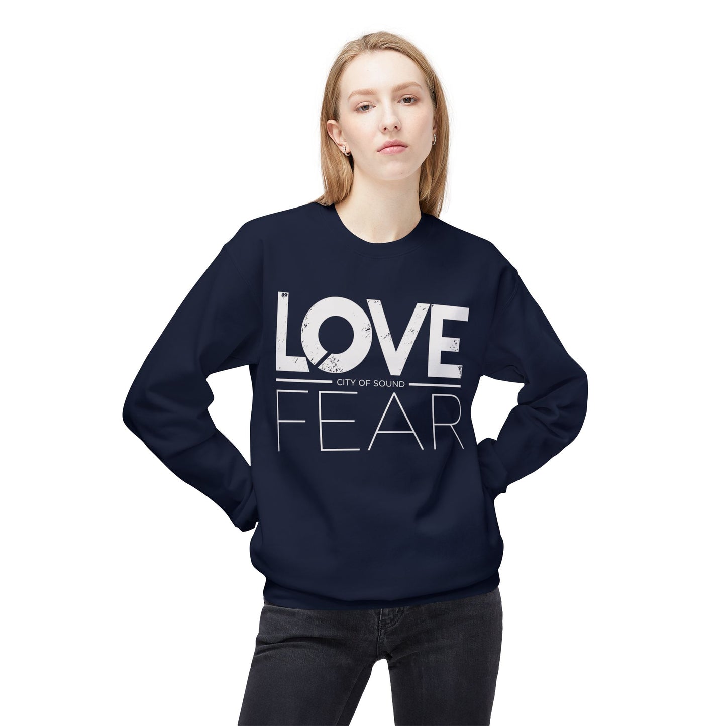 Love Over Fear Sweater (White Txt)