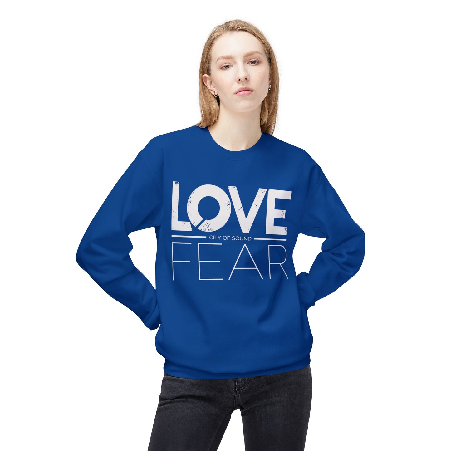 Love Over Fear Sweater (White Txt)